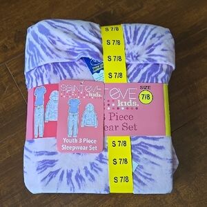 Purple Tie-Dye Pajama 3piece Set